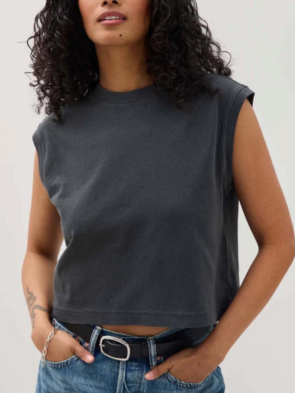 Richer Poorer Relaxed Muscle Tee, Grey, S